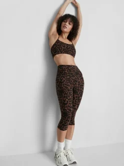 Active-Capri-Leggings mit Leopardenmuster