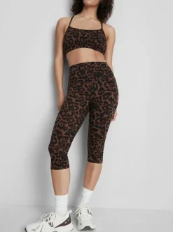 Active-Capri-Leggings mit Leopardenmuster