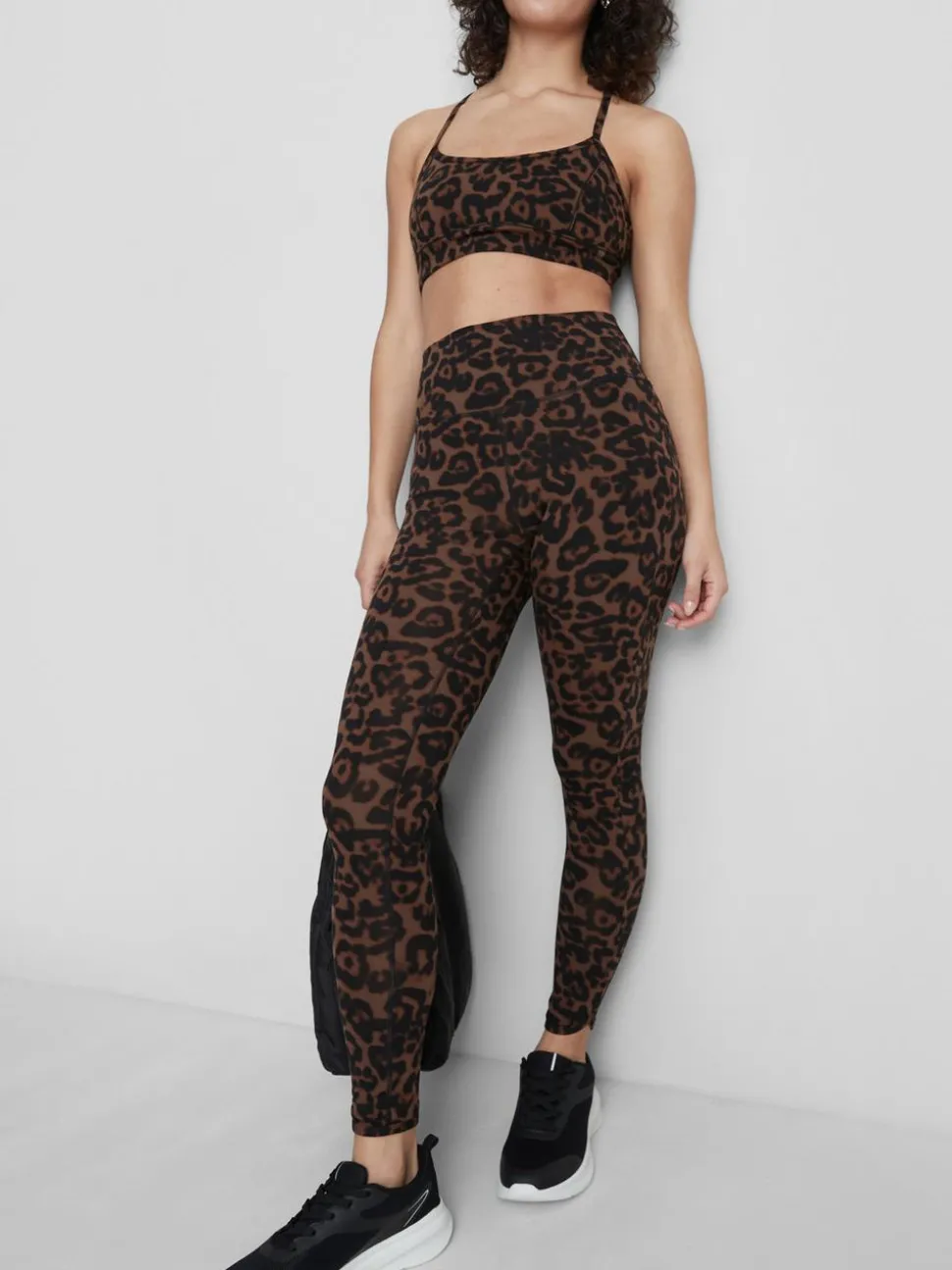 Active-Leggings mit hohem Bund und Leopardenmuster