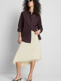 Asymmetrischer Midirock mit Perlen