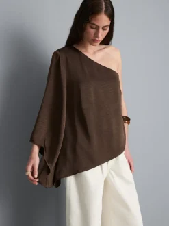 Asymmetrisches One-Shoulder-Top aus Satin