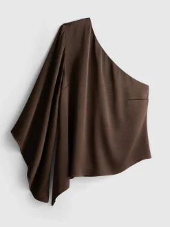 Asymmetrisches One-Shoulder-Top aus Satin