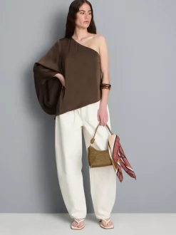 Asymmetrisches One-Shoulder-Top aus Satin