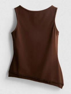 Asymmetrisches Top mit gekräuseltem Saum