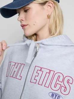 Athletics-Hoodie aus Baumwollmischung mit Reißverschluss