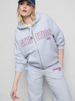Athletics-Hoodie aus Baumwollmischung mit Reißverschluss
