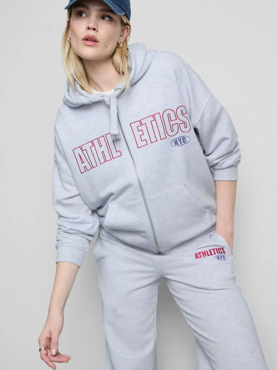 Athletics-Hoodie aus Baumwollmischung mit Reißverschluss