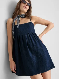 Babydoll-Minikleid aus Baumwoll-Denim