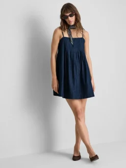 Babydoll-Minikleid aus Baumwoll-Denim