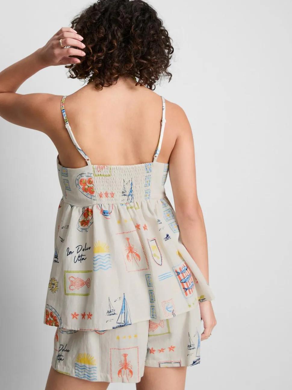 Babydoll-Trägertop mit Print