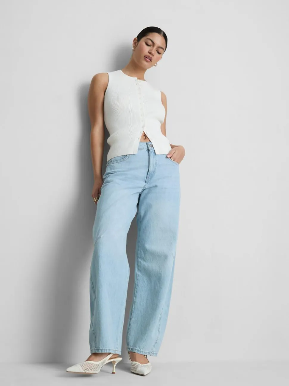 Barrel-Jeans mit mittlerer Leibhöhe