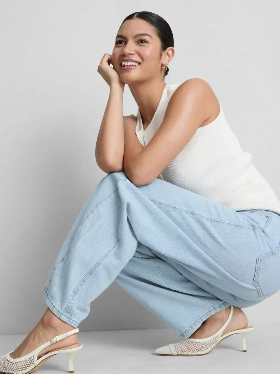 Barrel-Jeans mit mittlerer Leibhöhe