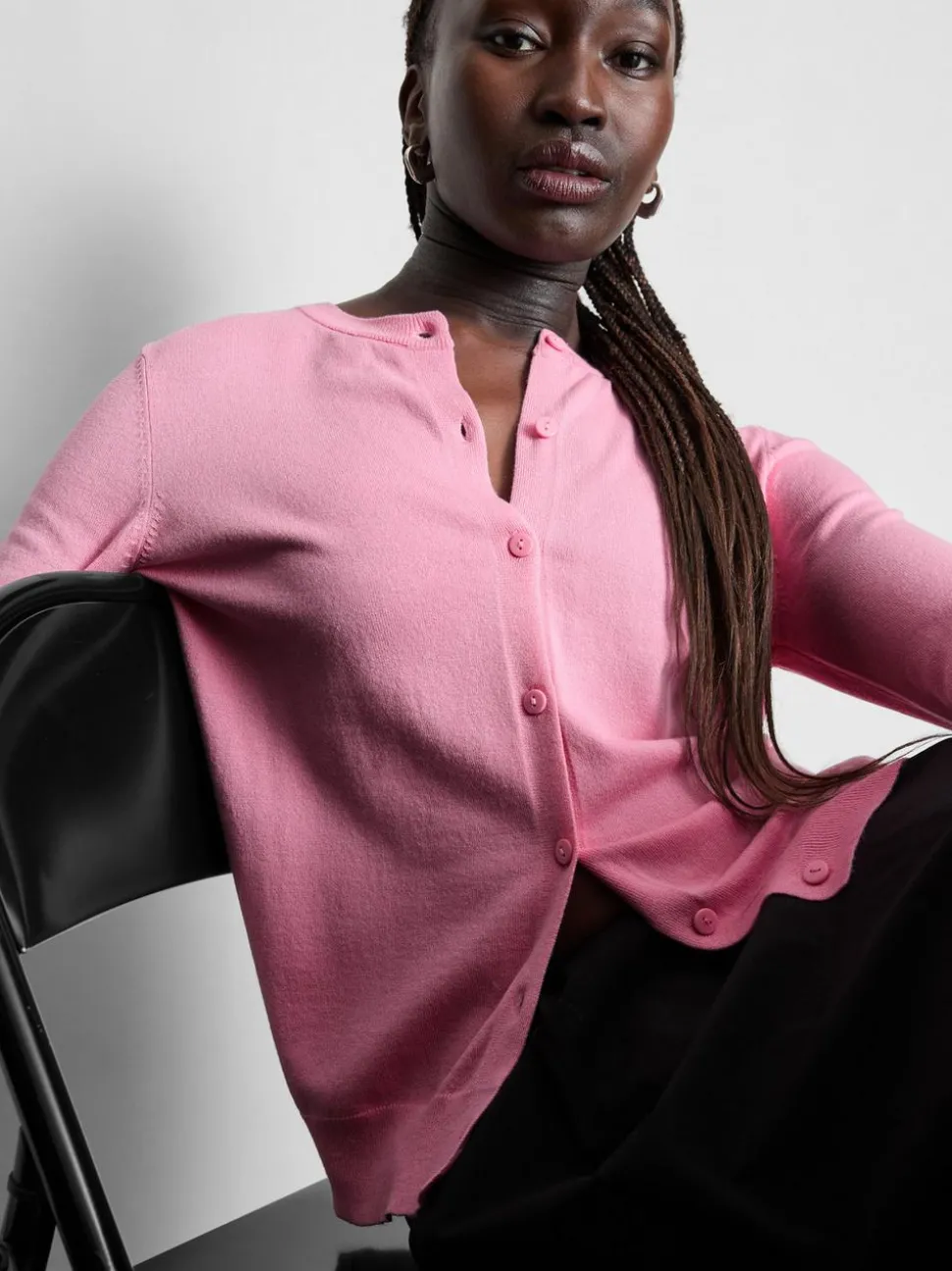 Basic-Cardigan mit Rundhalsausschnitt