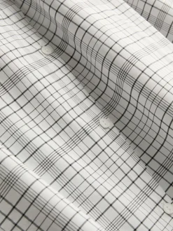 Baumwoll-Bluse mit hohem Kragen und Karomuster