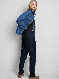 Baumwoll-Denim-Jeans mit mittlerer Leibhöhe und geradem Bein