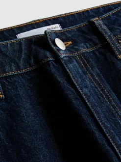 Baumwoll-Denim-Jeans mit mittlerer Leibhöhe und geradem Bein