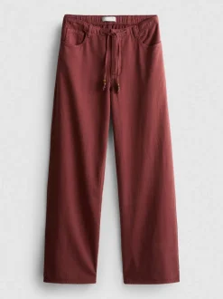 Baumwoll-Hose mit geradem Bein und Perlendetail