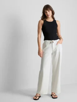 Baumwoll-Hose mit geradem Bein und Perlendetail