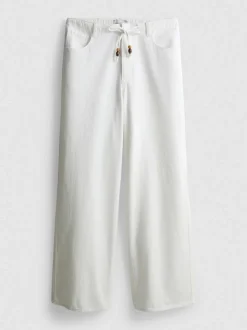Baumwoll-Hose mit geradem Bein und Perlendetail