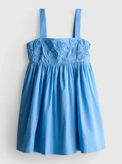 Baumwoll-Minikleid mit Cornelli-Stickerei