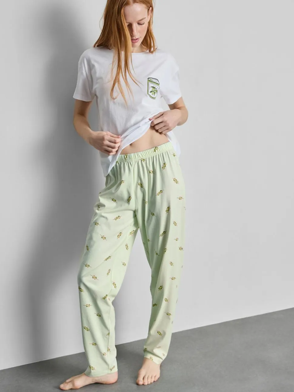 Baumwoll-Schlafanzug mit Rundhalsausschnitt und Print