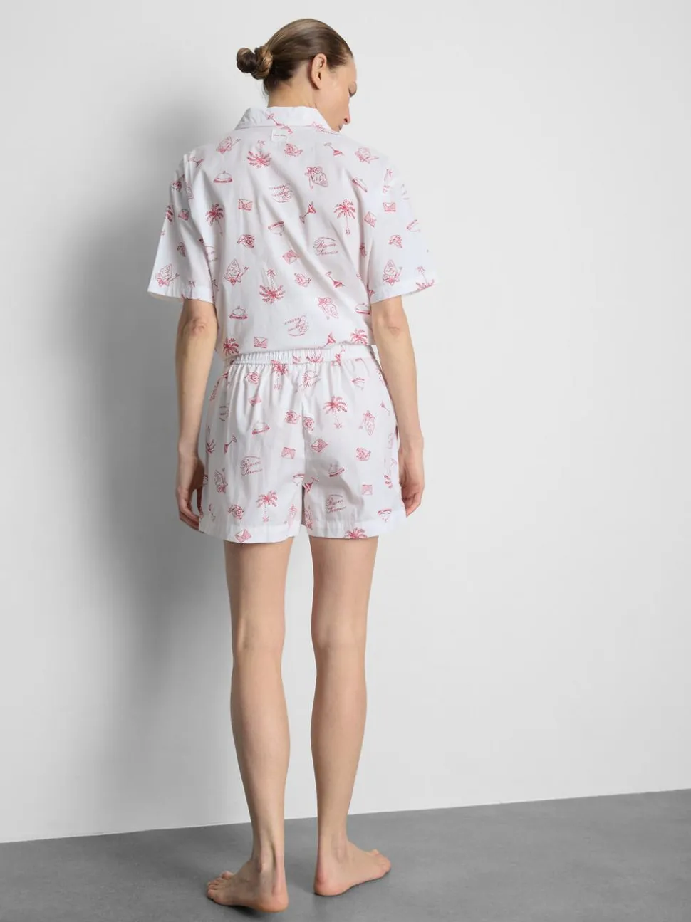 Baumwoll-Schlafshorts mit Room Service-Print