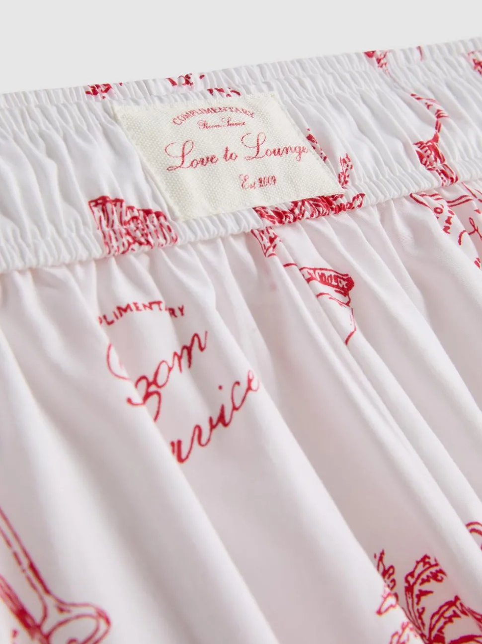 Baumwoll-Schlafshorts mit Room Service-Print