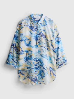 Baumwoll-Strand-Shirt mit Print