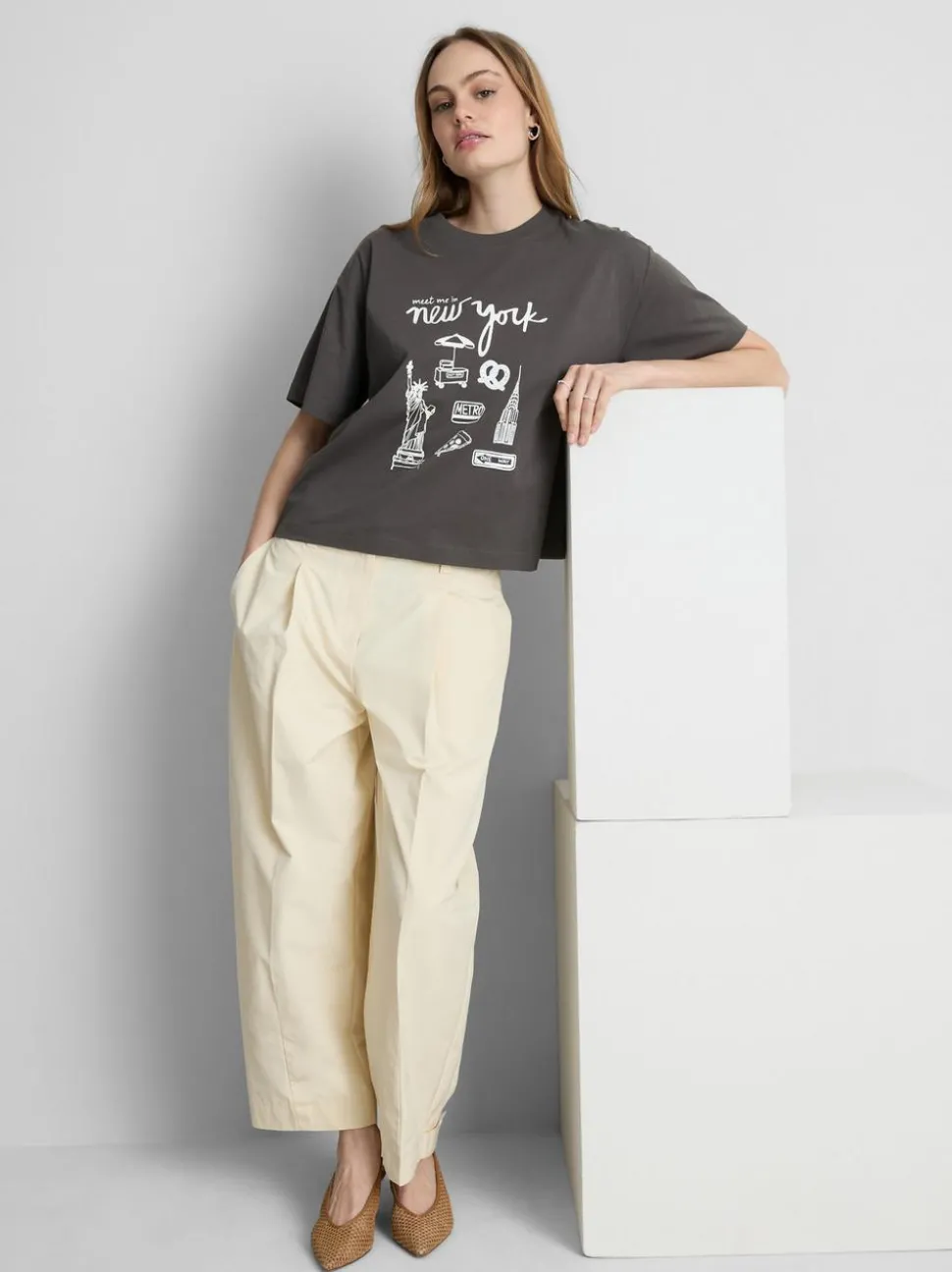 Baumwoll-T-Shirt mit geradem Schnitt