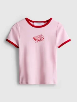 Bedrucktes Ringer-Baby-T-Shirt aus Baumwolle
