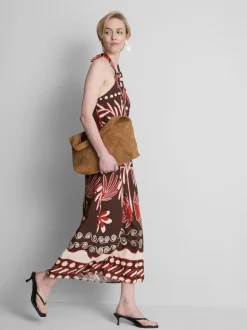 Bedrucktes „The Edit“ Neckholder-Midikleid aus Leinengemisch