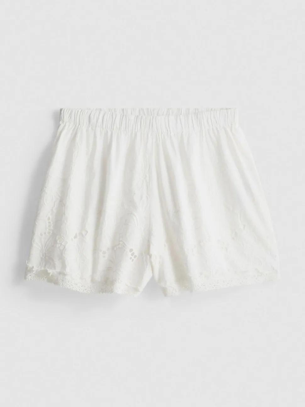 Bestickte Baumwollshorts mit hohem Bund