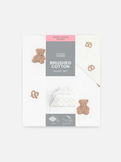 Bettwäsche aus aufgerauter Baumwolle mit Teddybärmuster, Doppelbett