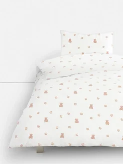 Bettwäsche aus aufgerauter Baumwolle mit Teddybärmuster, Einzelbett