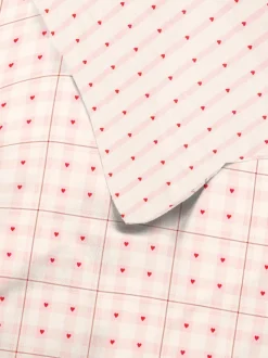 Bettwäsche mit Schottenkaro- und Herzmuster, Doppelbett