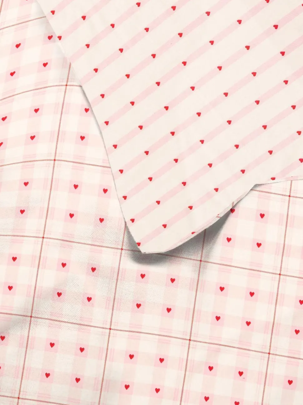 Bettwäsche mit Schottenkaro- und Herzmuster, Doppelbett