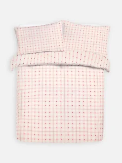 Bettwäsche mit Schottenkaro- und Herzmuster, Doppelbett