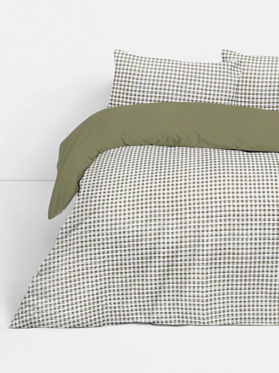 Bettwäscheset mit Ultraschallsteppung und Vichykaros, Doppelbett