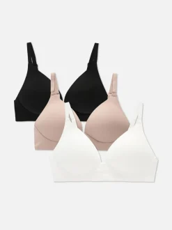 Bügellose BHs aus gebürstetem Stoff, 3er-Pack