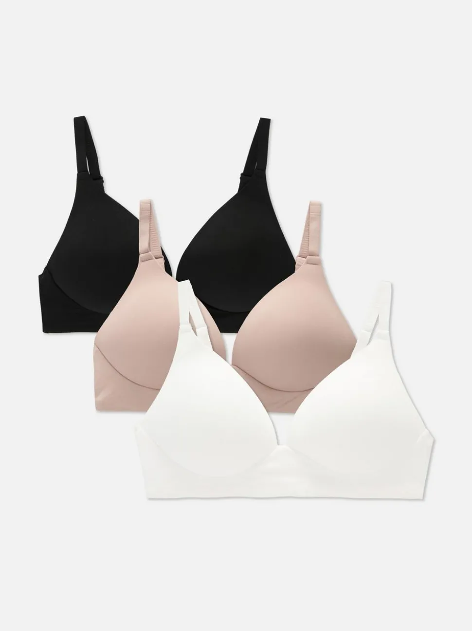 Bügellose BHs aus gebürstetem Stoff, 3er-Pack