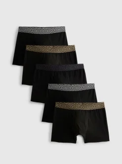 Boxershorts mit Bund in Metallic-Optik, 5er-Pack