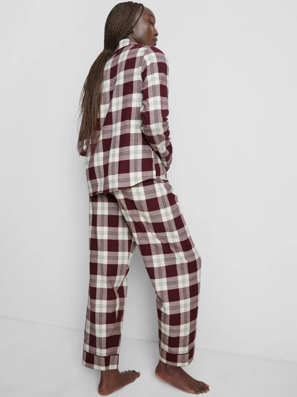 Boyfriend-Schlafanzug aus reinem Baumwoll-Flanell