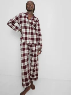 Boyfriend-Schlafanzug aus reinem Baumwoll-Flanell