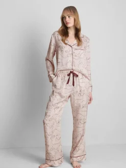 Boyfriend-Schlafanzug aus Satin mit Print