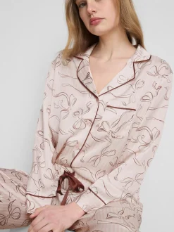 Boyfriend-Schlafanzug aus Satin mit Print