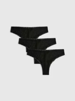 Brazil-Slips mit schwarzer Spitze, 3er-Pack