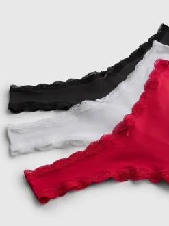 Brazil-Slips mit Spitzenbesatz, 3er-Pack