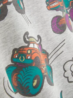 Buntes, kurzärmeliges T-Shirt mit Hai-Muster