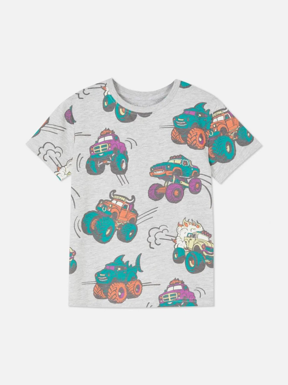 Buntes, kurzärmeliges T-Shirt mit Hai-Muster