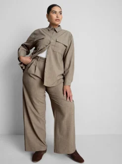 „By Coleen“ Hose mit weitem Bein und Bundfalten